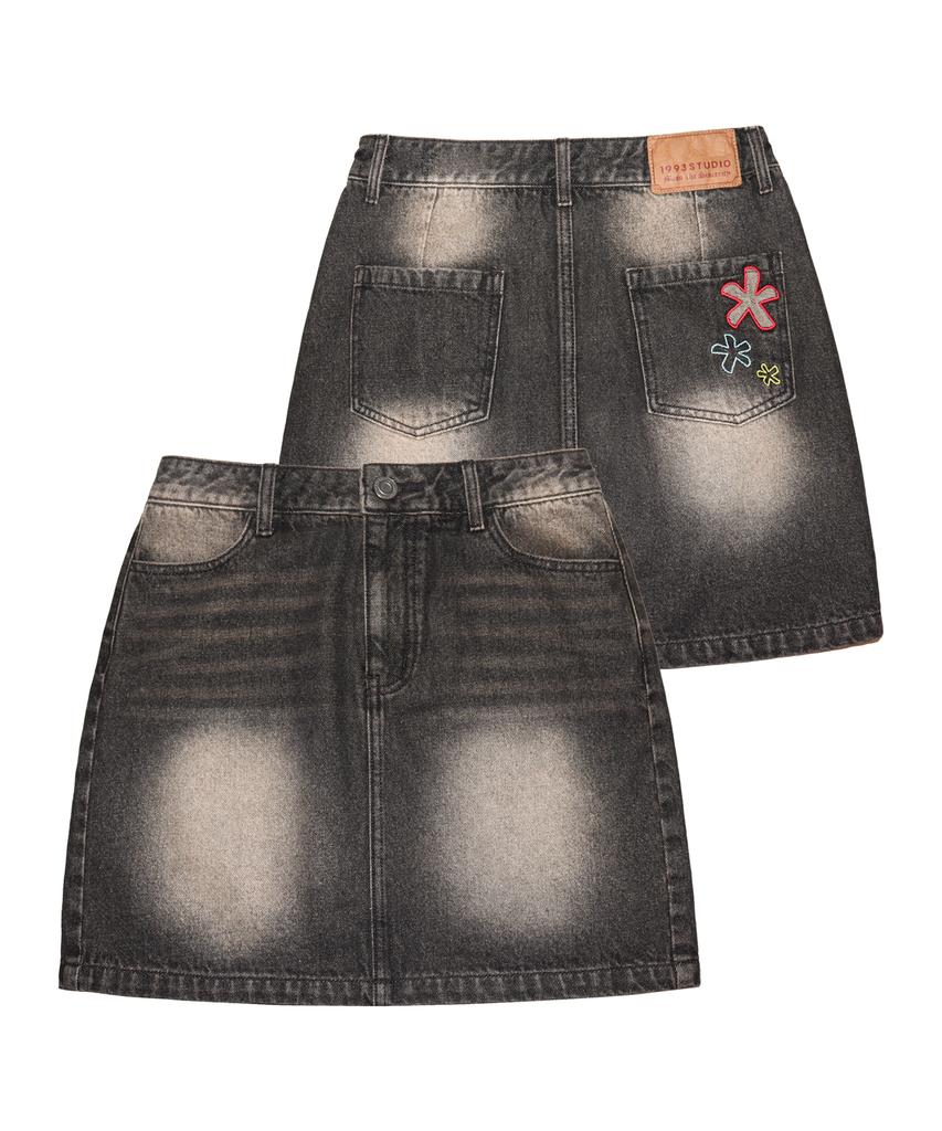 1993 Studio W Denim Mini Skirt_Black