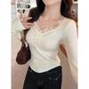 Lace Knitted Bottoming Shirt Women's Inner Fit Slim-fitting Season New Fashion Sweater Short Top
