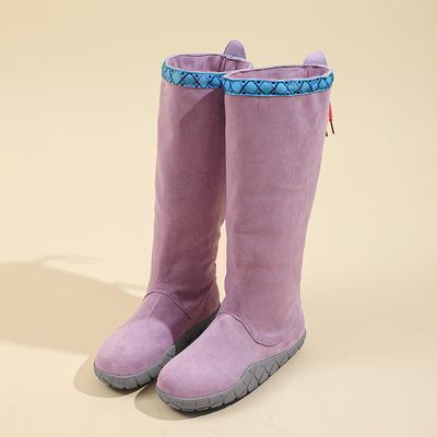 Модные женские модные плоские хлопковые ботинки зимние новые с круглым носком из замши на мягкой подошве противоскользящие износостойкие высокие ботинки