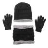 3pcs/set Fashion Plush-lined Knitted Caps Men Women's Winter Hats Scarves Touch Screen Gloves Thicken Warm Beanie Hat