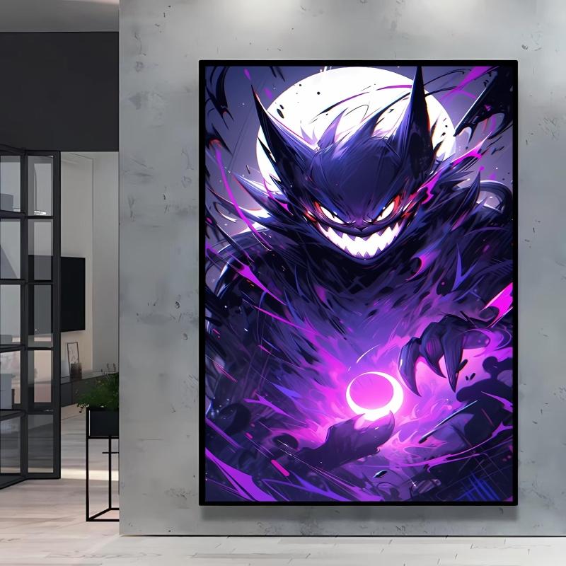 Canvas Artwork Painting Pokemon Gengar Poster Hd Prints Cartoon Character Picture Classic Modern Home Living Room Wall Decor