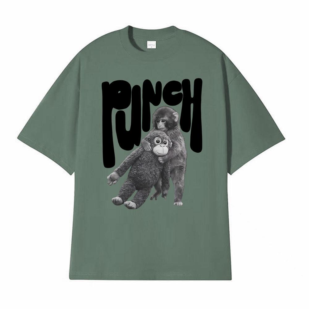 Punch The Monkey Графическая футболка в винтажном стиле Мужская одежда Летние винтажные модные футболки Топы 100% хлопок Оверсайз футболки