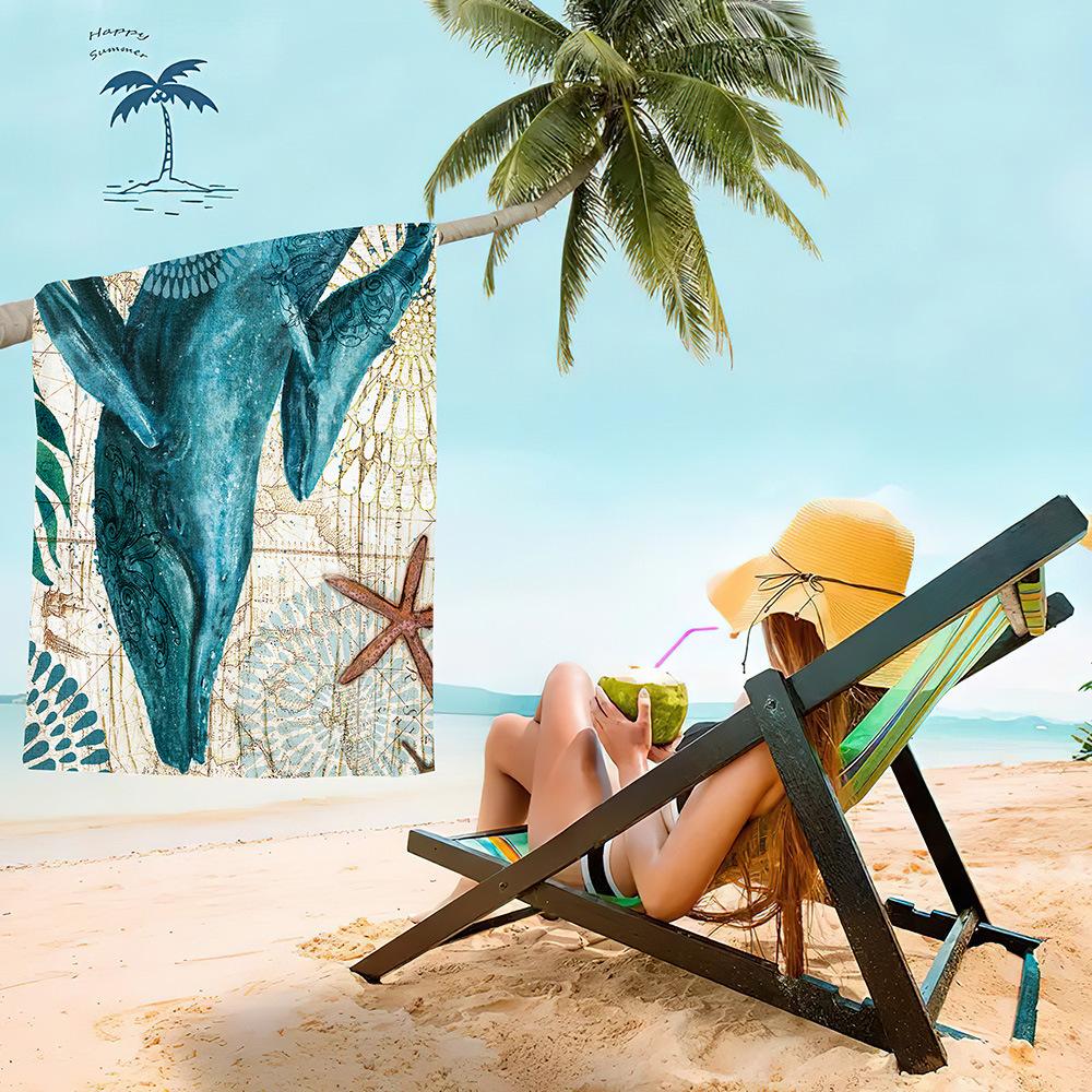 Microfiber Beach Towel Digital Printing Quick-Drying Double-Sided Velvet Class A Large Bath Towel Plus Towel