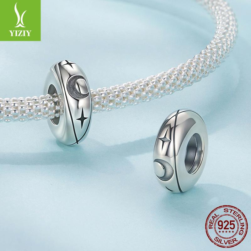 Яркая звезда и луна силиконовый позиционирующий браслет-бусины, мечтательный романтический стерлинговое серебро S925 DIY бусины