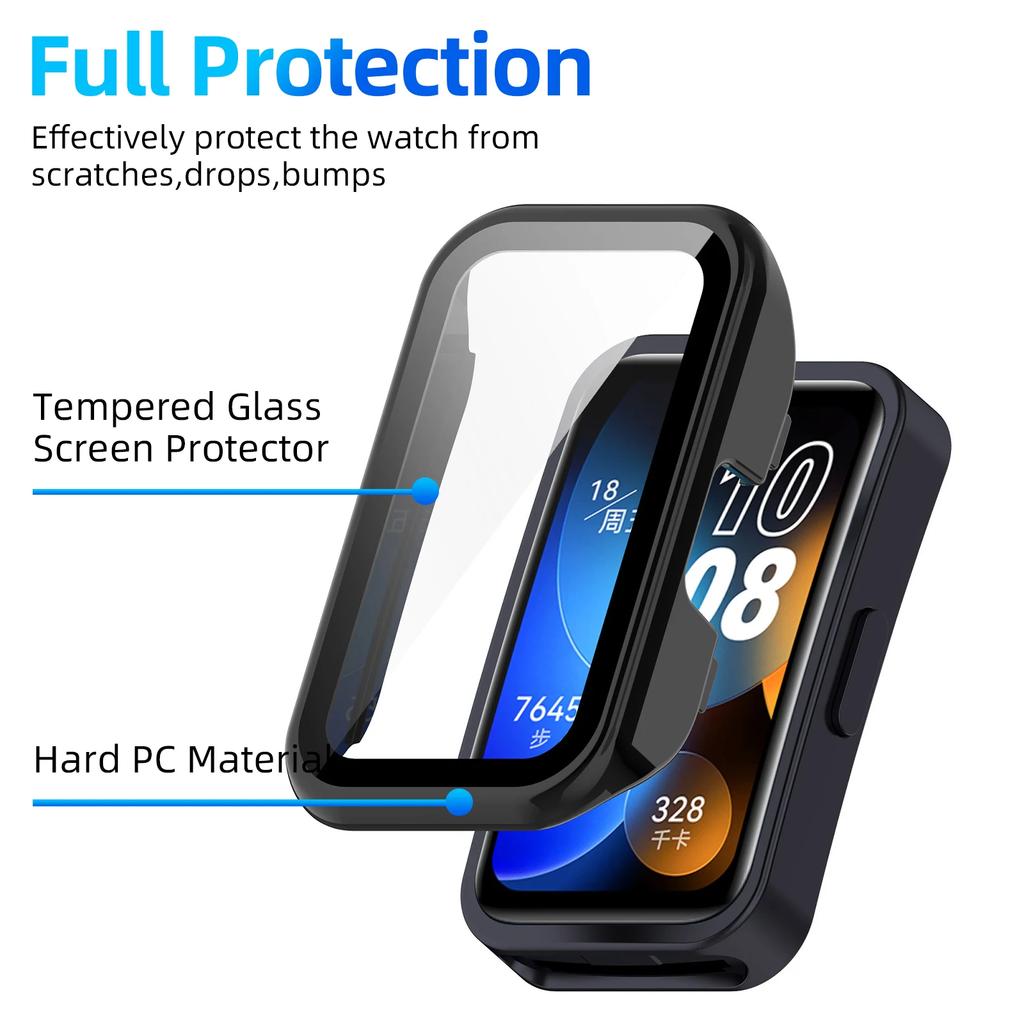 Стекло+Чехол для Huawei Band 10 9 8 Защитное стекло для экрана и Жесткий ПК Защитный бампер для Huawei Band10/9/8 Аксессуары