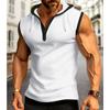 Summer Fashion Plaid Short Sleeved Hooded Zipper Cardigan T-shirt Men's Sleeveless T-shirt Men's Top