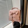 Женский модный однотонный маленький рюкзак элегантный декор в виде банта ПУ кожа ручная сумка-ведро на плечо для путешествий на открытом воздухе AVE