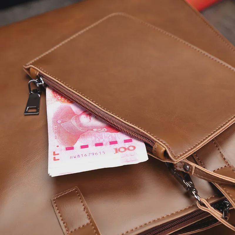 Мужская кожаная сумка через плечо Crazy Horse в стиле ретро – многофункциональная сумка-мессенджер и тоут с большой вместимостью