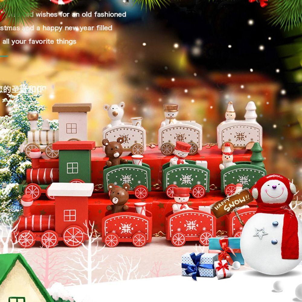 Кареты Торт Подарок Рождественская Вечеринка Реквизит Рождественское Украшение Домашний Декор Украшения для Окна Деревянный Поезд