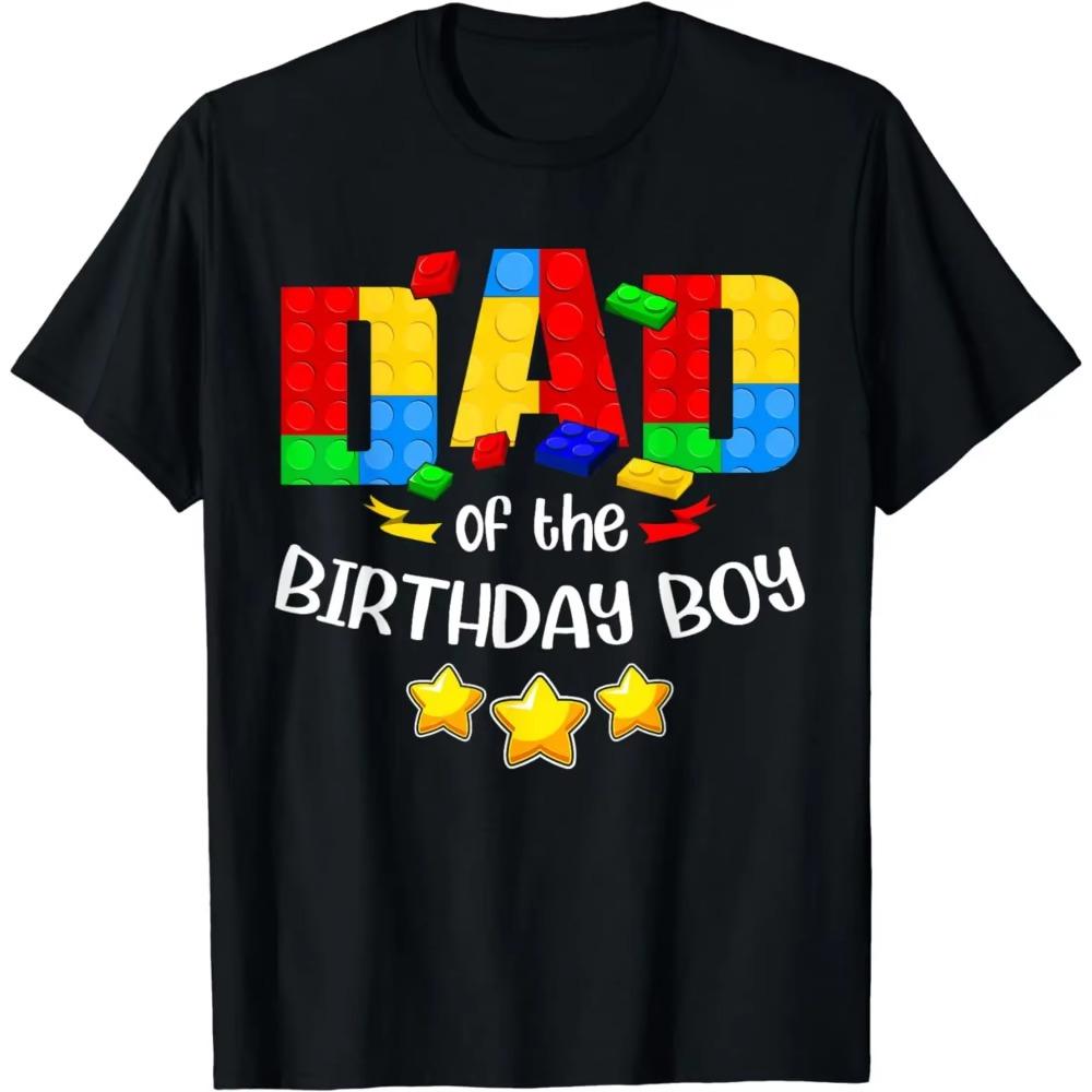 Master Builder Dad of The Birthday Boy Toys Brick Builder T-Shirt Funny T Shirts Tops Women Men Clothing Ropa Mujer