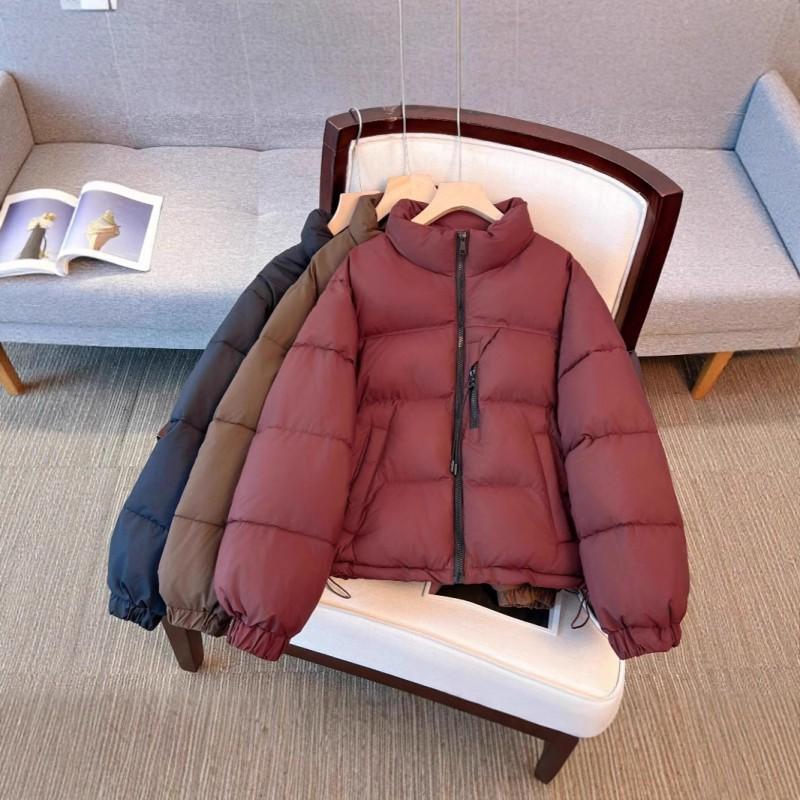 Womens Short Winter Puffer Coat Lightweight Cotton Jacket Korean Style Slim Fit