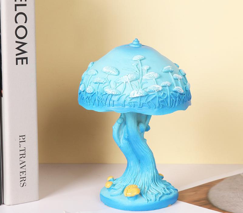 Расписная грибная настольная лампа, витражный ночник в виде растения, смоляная грибная прикроватная лампа для спальни, гостиной, домашнего офиса, декор