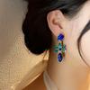 Серьги-капли с синим цветком из циркона, французские легкие, роскошные, высококачественные серьги-гвоздики, индивидуальный дизайн, женские серьги