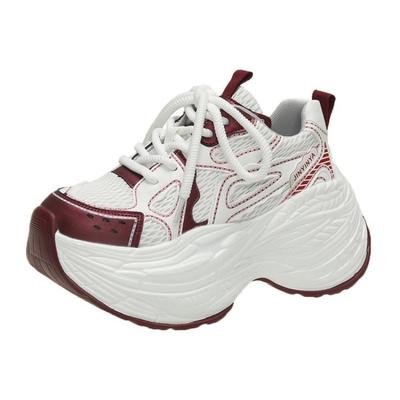 Модные женские дышащие сетчатые кроссовки-папы Новые осенние повседневные спортивные кроссовки для ходьбы на толстой подошве Ретро 8-сантиметровые массивные кроссовки на высокой платформе