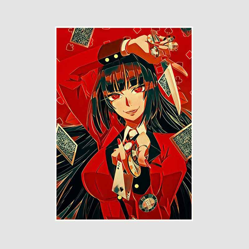 Классические аниме Kakegurui постеры ретро белая бумага манга фигурка постер декор принты четкое изображение спальня бар украшение искусство живопись декоративные картины