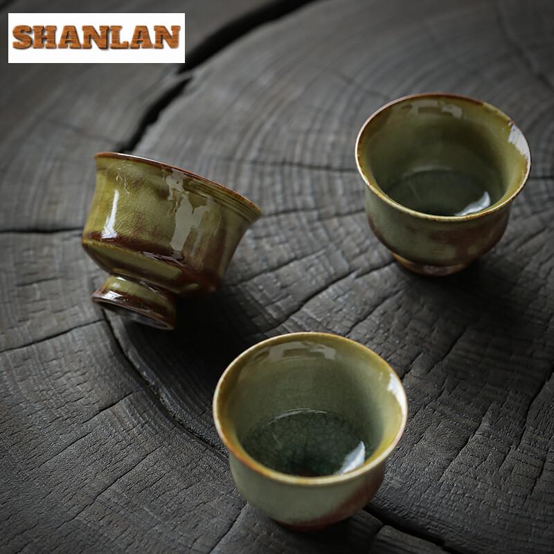 80ml Chinese Kiln Change High Foot Tea Cup Handmade Ice Cracks Galze Master Cup Opening Can Nourish Tea Bowl Jianzhan Drinkware
