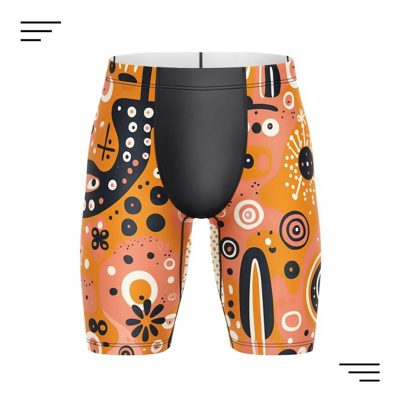 Mens Hawaiian Print Board Shorts Quick Dry Swim Trunks Beachwear 5/8 Length With Mesh Lining