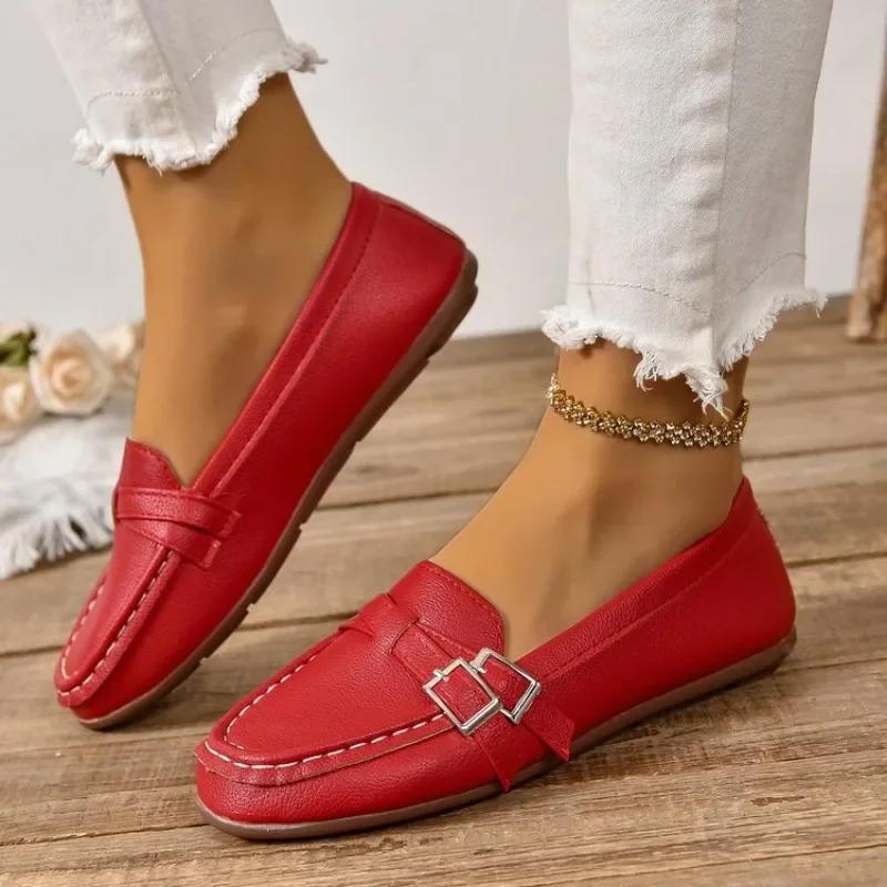 2024 Женские кожаные мокасины Обувь Повседневная женская обувь на плоской подошве Женская обувь Женские весенние мокасины Повседневная обувь без застежек Женские мокасины