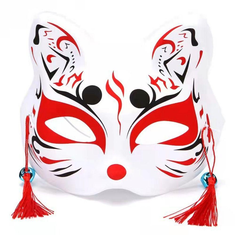 2Pcs Hand-Painted Party Props Japanese Anime Cosplay Accessories Portable Half Face Masks Festival