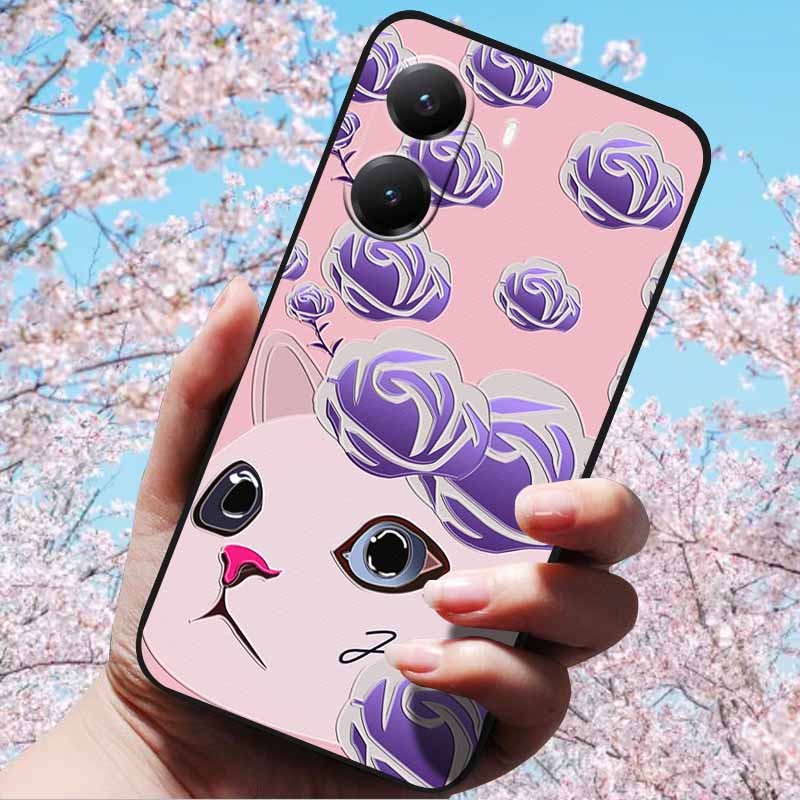 Для Xiaomi Poco X7 Pro 3D Рельефный Цветок Тиснение Мягкий Силиконовый Чехол Мультяшная Расписная Задняя Крышка для Poco X7 Pro с 3D Рельефным Чехлом