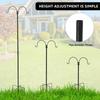 185CM Shepherds Hook Metal Double Hook Bird Feeder Hanger Height Adjustable Flowerpot Holder for Outdoor Lawn Garden Decoration