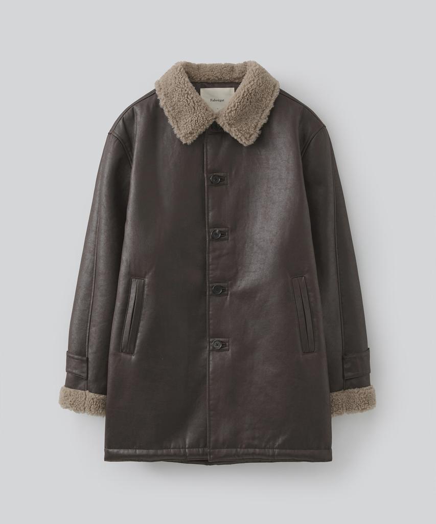 Fabregat Curd Shearling Car Coat (Vintage Brown)