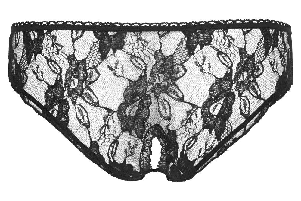 Cottelli LINGERIE - Sexy Lace Open Crotch Panties Black XL
