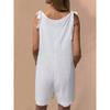 Women's Overalls with Bamboo Sections, Cotton and Linen Pockets, Sleeveless Loose Jumpsuit