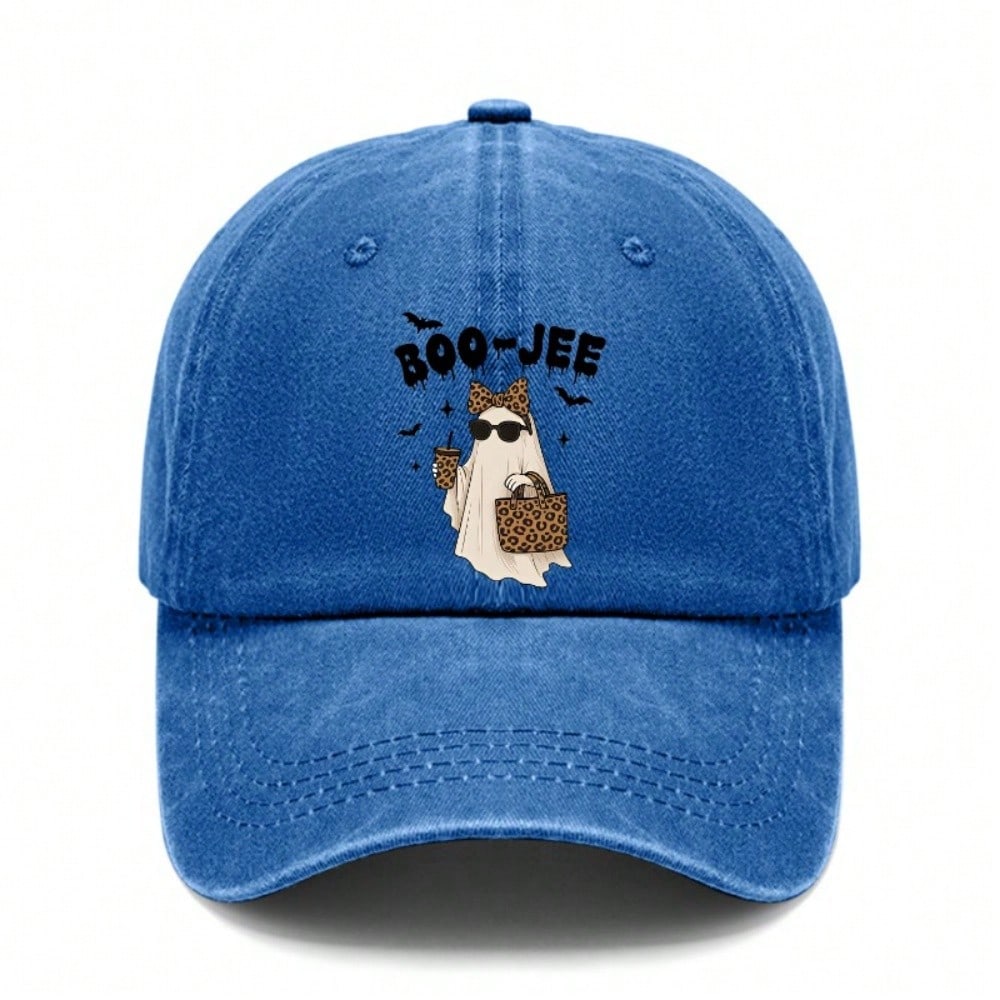 [Halloween Baseball Cap] Boo-Jee Ghost Print Unisex Adjustable Polyester Breathable Casual Trendy Outdoor Sports Hat - Dad Hat, Trucker Hat