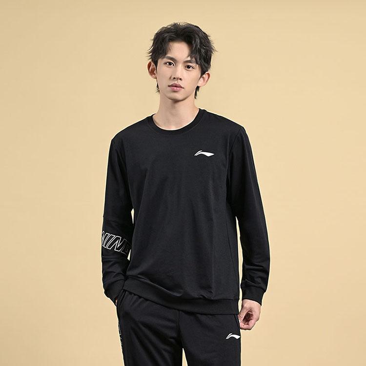 Li-Ning Minimalist Sports Printed Sweatshirt Unisex Sweatshirts Black AWDUB81-1