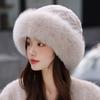Панама из кроличьего пуха, вязаная, эластичный головной убор, теплая женская осенне-зимняя шапка из лисьего меха