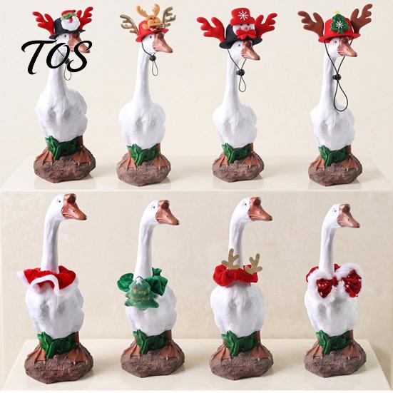 Festive Goose Clothing Accessory Christmas Porch Accessory, Deer Antler Hat, Plush Elk Santa Tree Collar, Statue Hat Apparel for 23 Inch Outdoor Yard