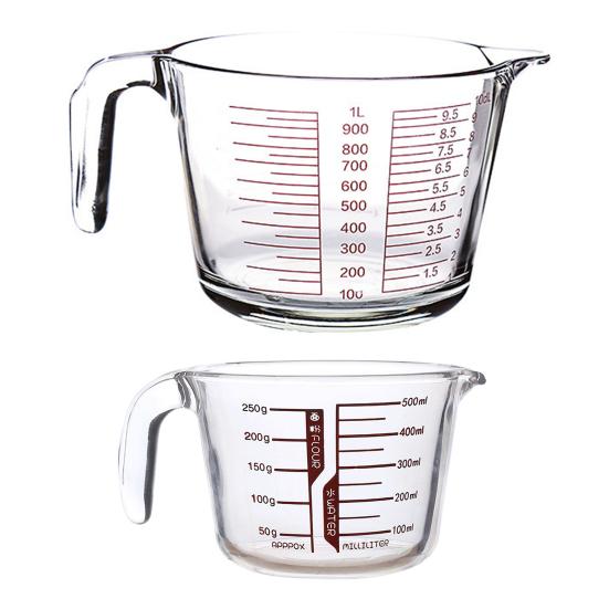 Мерный стакан с ручкой 500/1000 мл, термостойкий, с носиком для переливания, для измерения жидкости