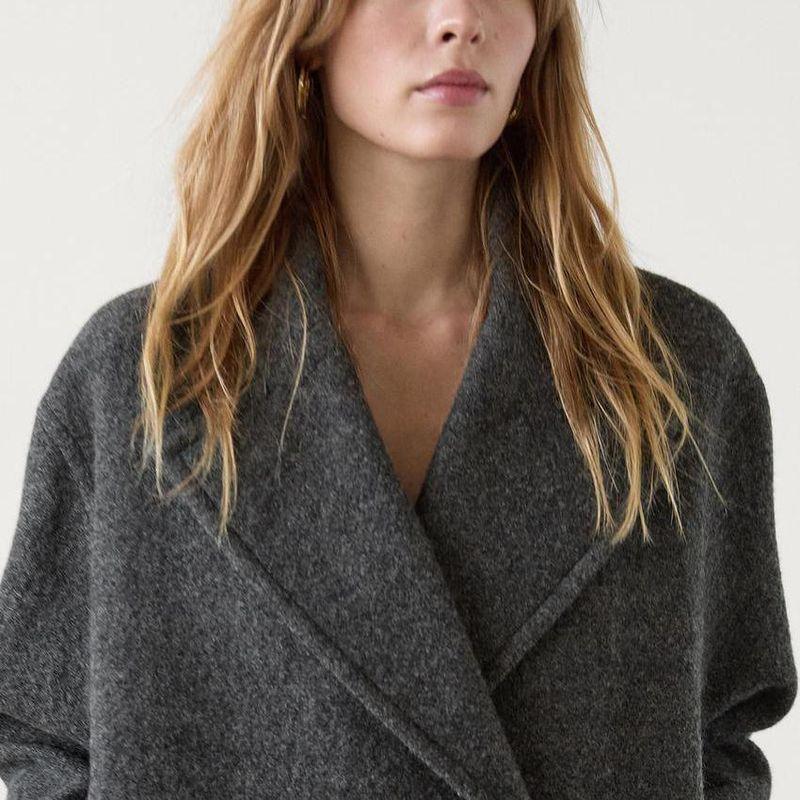 Осень и Зима Новое поступление Женская одежда Мода Стиль Old Money Лацкан Длинные рукава Короткая версия Два пуговицы Шерстяная верхняя одежда 6461692