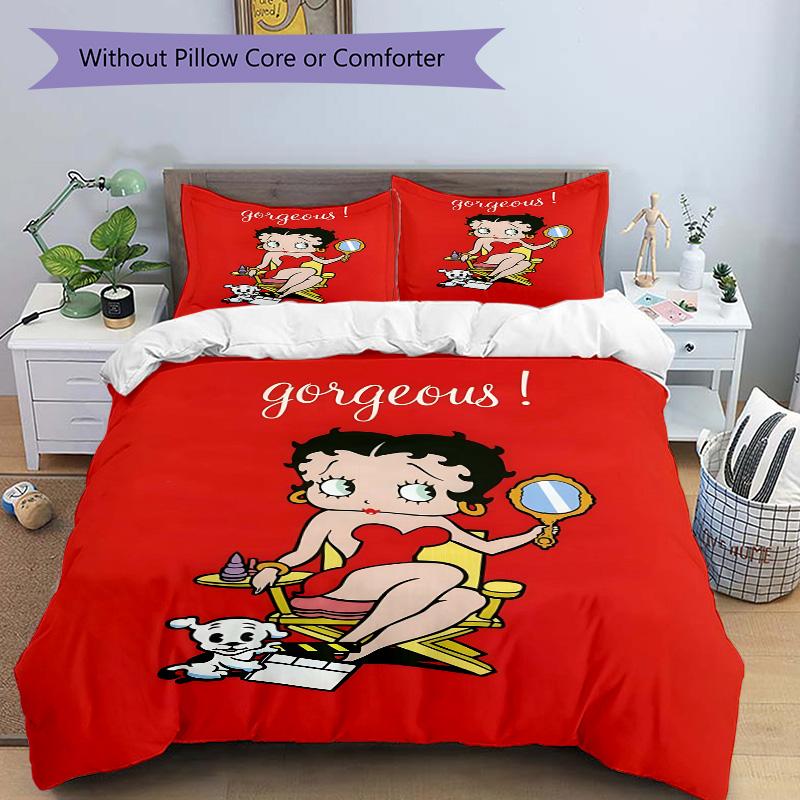 Betty Boop'S Glamorous Moment Print 3Pcs Bedding Setduvet Cover With 2 Bedropillowcase Home Birthday Gift