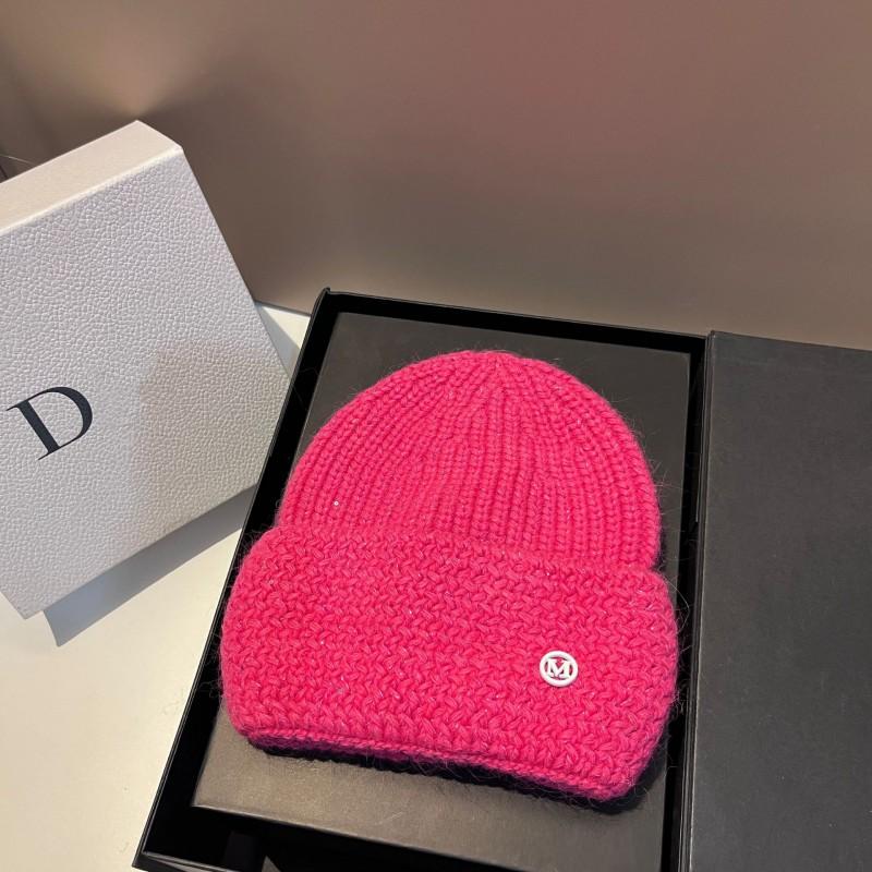 Winter Sequin Rabbit Knit Hat Fashion Simple M Letter Warm Beanie Women