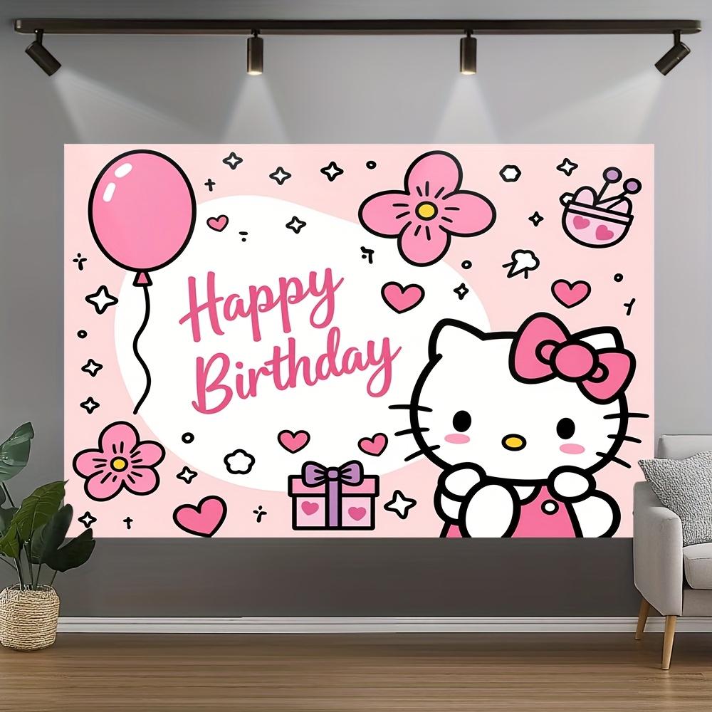 1 шт. Sanrio Hello Kitty С Днем Рождения Гобелен Полиэстер 2D Плоский Настенный Декор для Спальни Гостиной Милый День Рождения Дома
