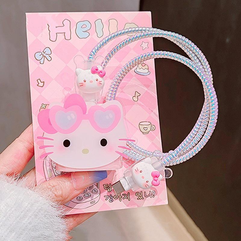 Hello Kitty Защита для зарядного кабеля и данных Чехол-протектор для Apple iPhone 18/20W Защита зарядки Защита от переломов Набор органайзеров для кабеля данных