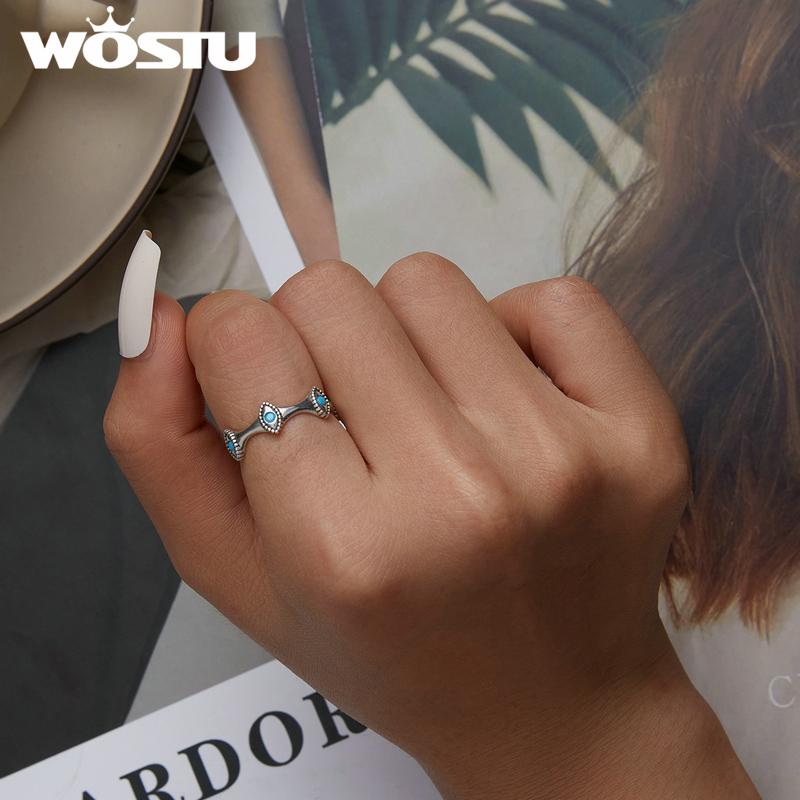 WOSTU Кольцо «Глаза дьявола» из стерлингового серебра 925 пробы для женщин, размеры 6-8, модный свадебный подарок, кольца вечности, бирюзовые Anillos