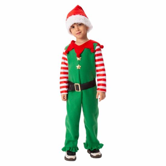 Christmas Onesie Costume for Kids Gingerbread Man/Santa/Green Elf Cosplay Outfit Unisex Plush Bodysuit for Halloween Christmas Carnival Festival