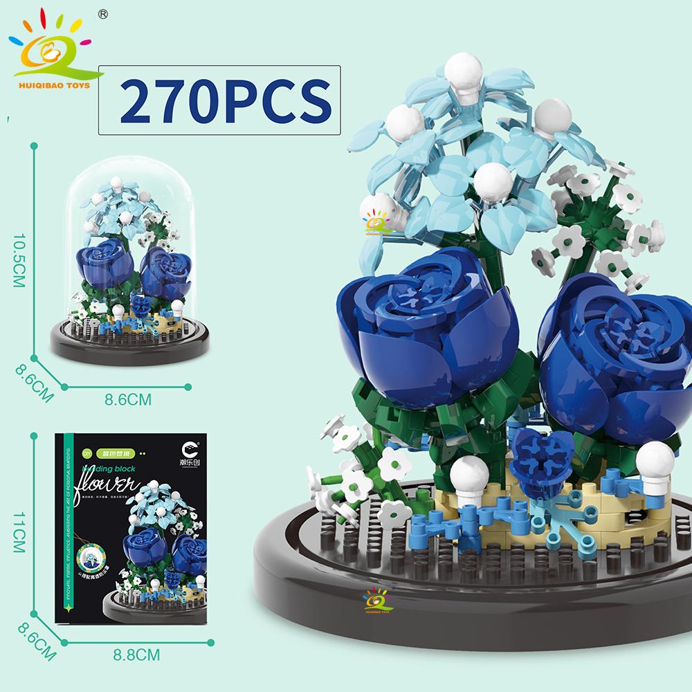 Вечный букет дисплей коробка микро строительные блоки цветок модель DIY домашний стол растение украшение кирпичная игрушка для детей