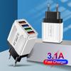 Цветное 4-портовое USB-зарядное устройство 3A для мобильных телефонов и планшетов, совместимое со стандартами ЕС, США, Великобритании и Австралии