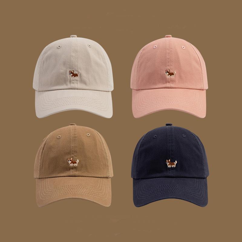 Hat Male Spring and Autumn Cute Puppy Corgi Embroidered Cap Couple Casual Versatile Shade Baseball Cap Female