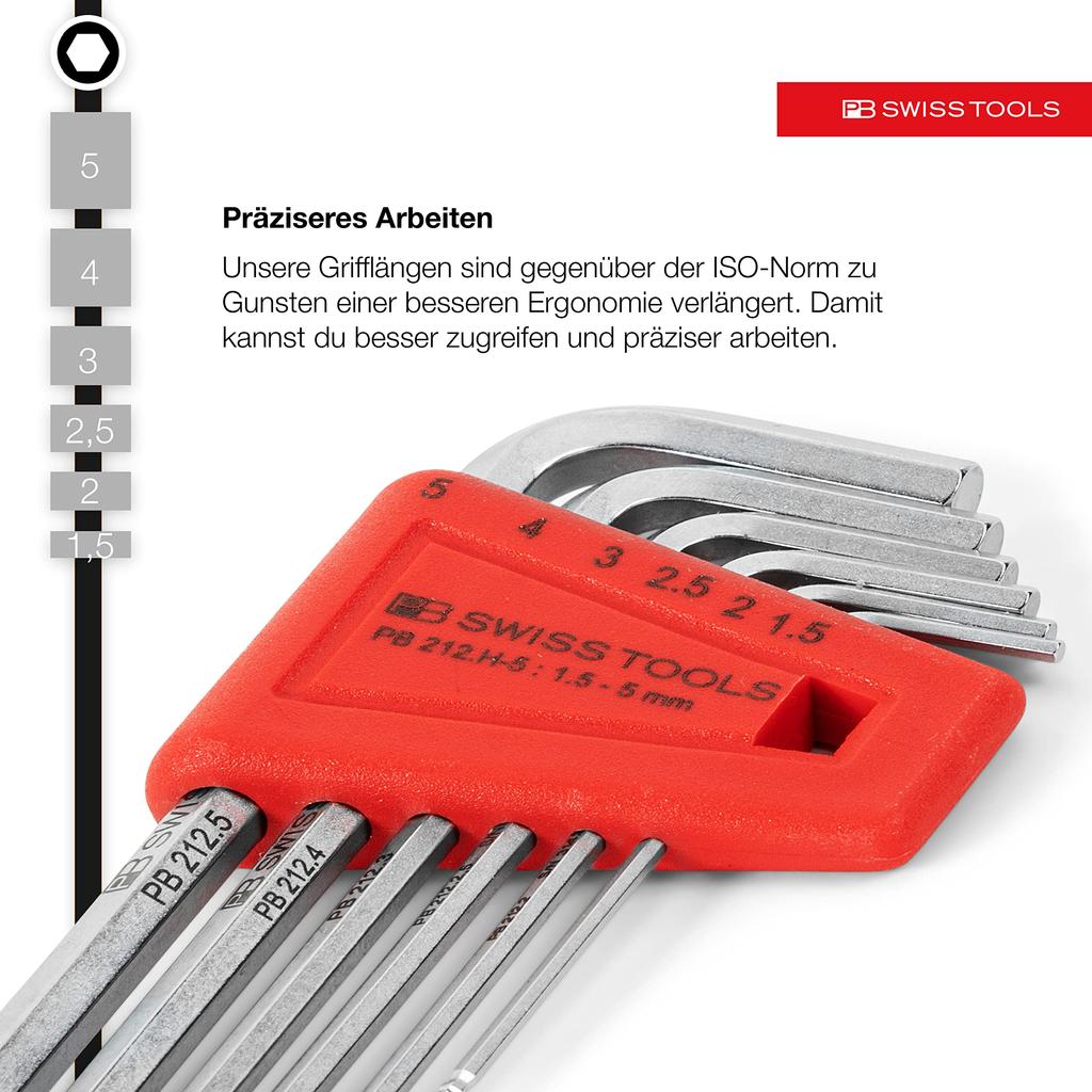 PB Swiss Tools Ball Head Hex Wrench Set 212H-5CN