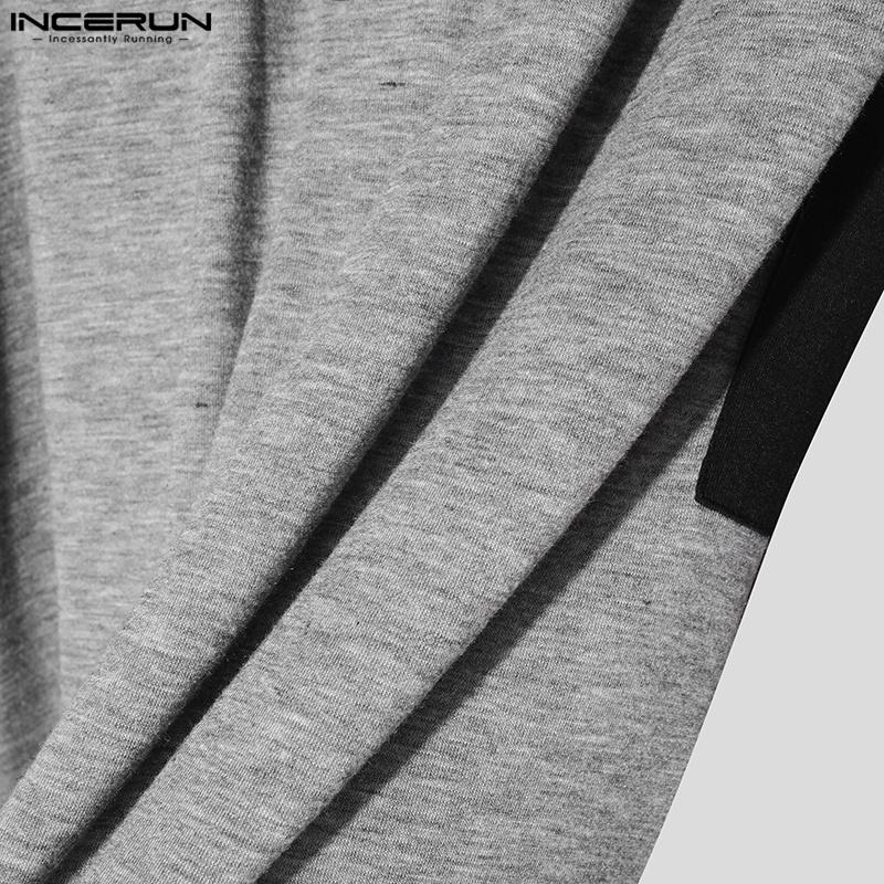 INCERUN Мужские сетчатые футболки с круглым вырезом и длинным рукавом в стиле пэчворк, прозрачные футболки, майки