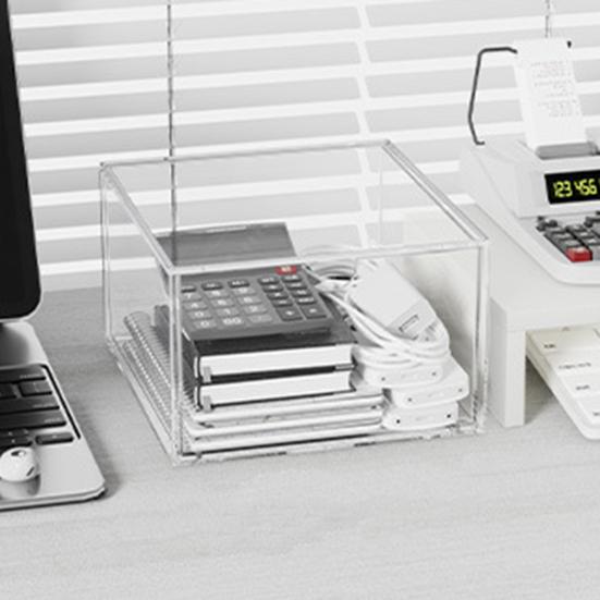 Акриловый Органайзер для Хранения Прозрачный Органайзер с Выдвижными Ящиками Пылезащитный Органайзер для Косметики Очки Чай Кофе Канцелярские Принадлежности Настольный Контейнер для Хранения