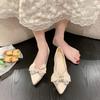 2024 Горячая Распродажа Туфли для женщин Неглубокие женские балетки Модные Стринги Бисер Платья балетки Женские Новые Бабочки-узлы Твердые балетки