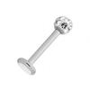 Labret Piercing Jewel White Crystal Ball Covered In Steel Resin 8mm Rod