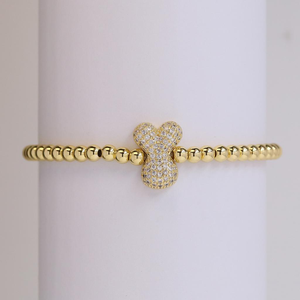 Trendy Hot Sale Hip Hop 18k Gold Plated 26 English Zircon Letters Bracelet Fashion Copper Beading Bracelet Women's Gift Jewelry