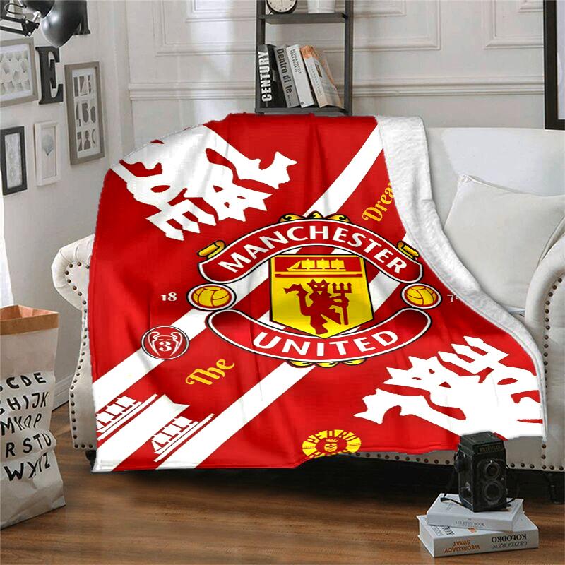 Manchester Football Flannel Blanket Soft All-Season Throw, Design for Camping, Car Travel, Hiking Sofa, Bed, Office Perfect Gift for Parties